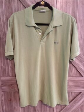 Vintage Lacoste Light Green Men's Polo Shirt with Crocodile Logo